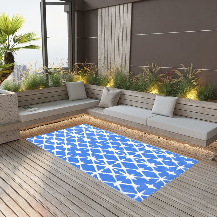 Buitenkleed ARAKIL 190x290 cm PP blauw en wit
