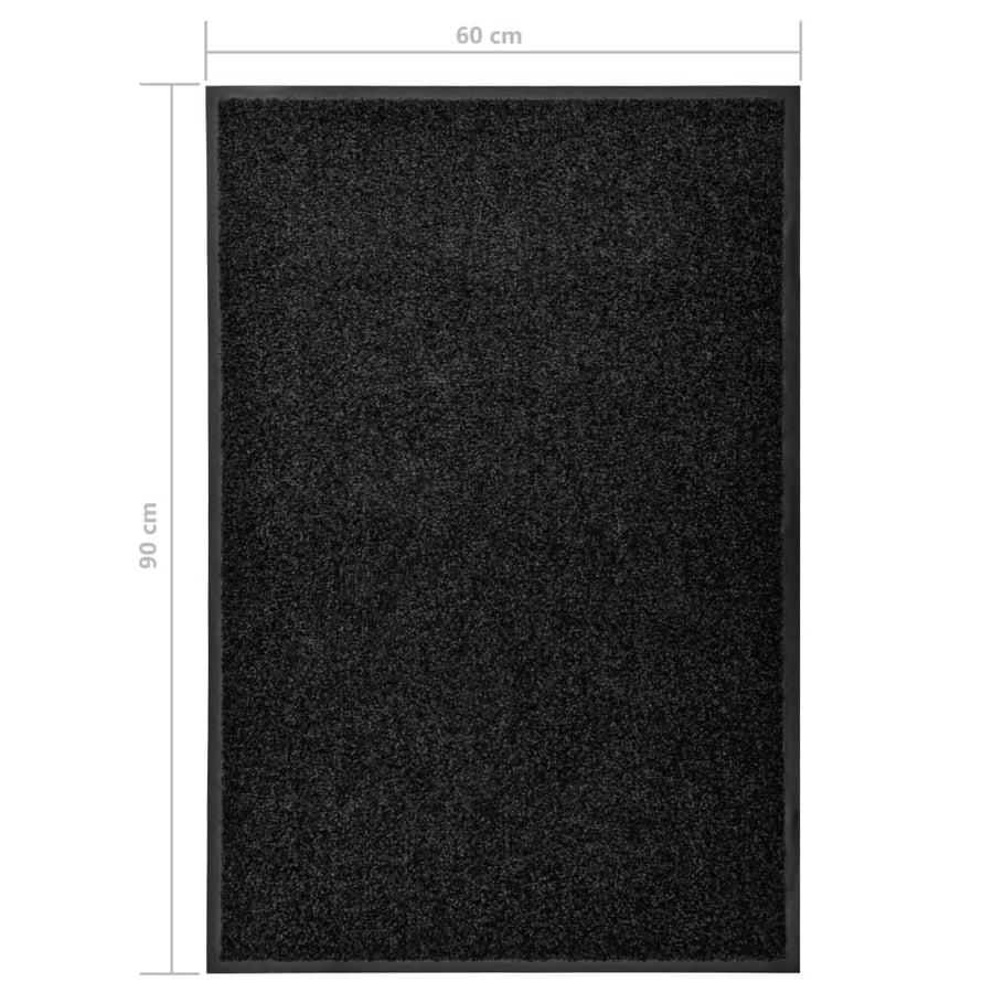 Deurmat Wasbaar 60X90 Cm Zwart