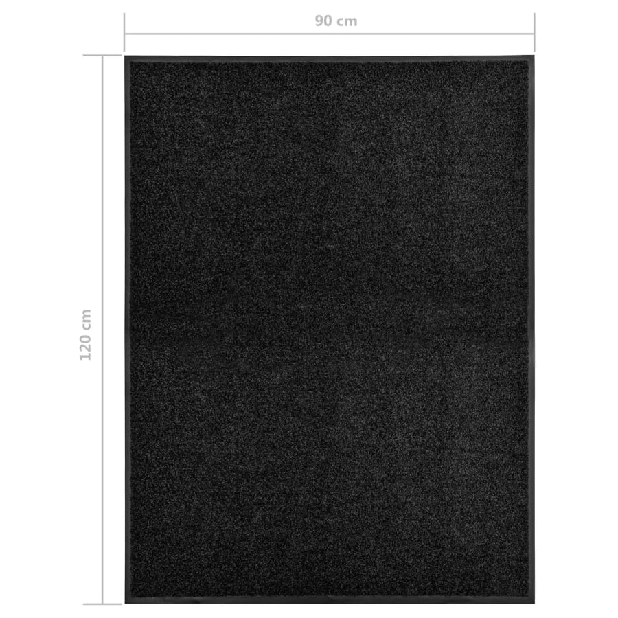 Deurmat wasbaar 90x120 cm zwart 90 x 120 cm Zwart