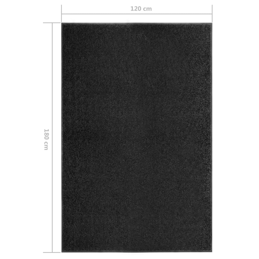Deurmat wasbaar 120x180 cm zwart 120 x 180 cm Zwart