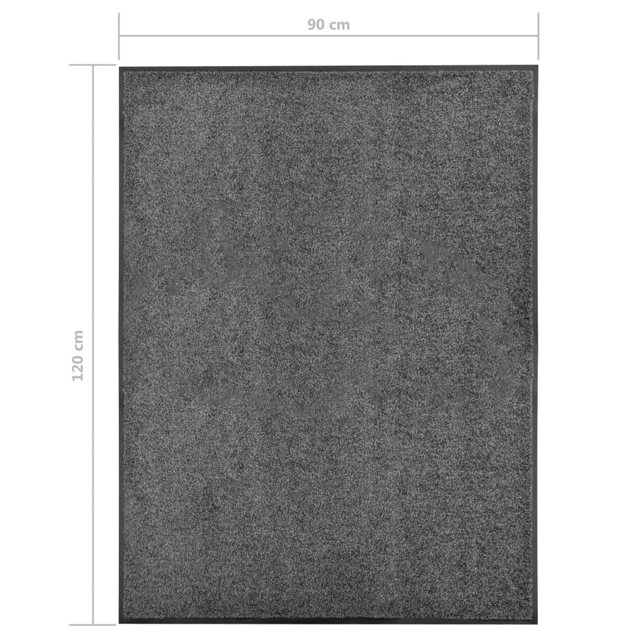 Deurmat Wasbaar 90 x 120 cm Antraciet