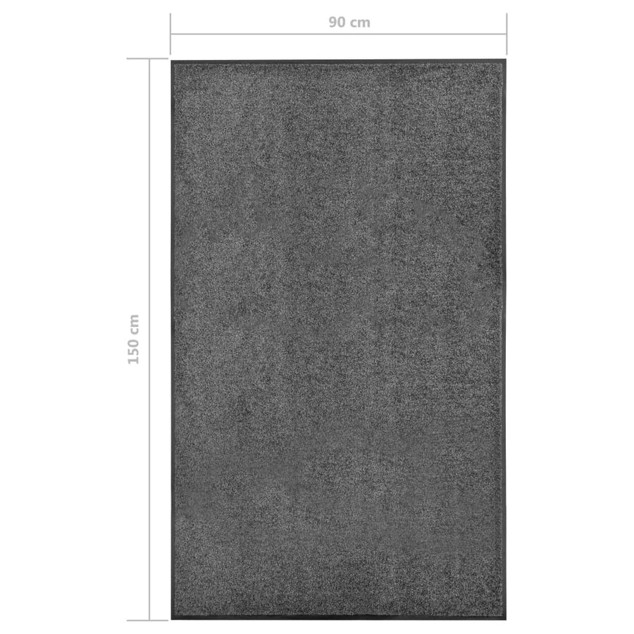Deurmat Wasbaar 90 x 150 cm Antraciet