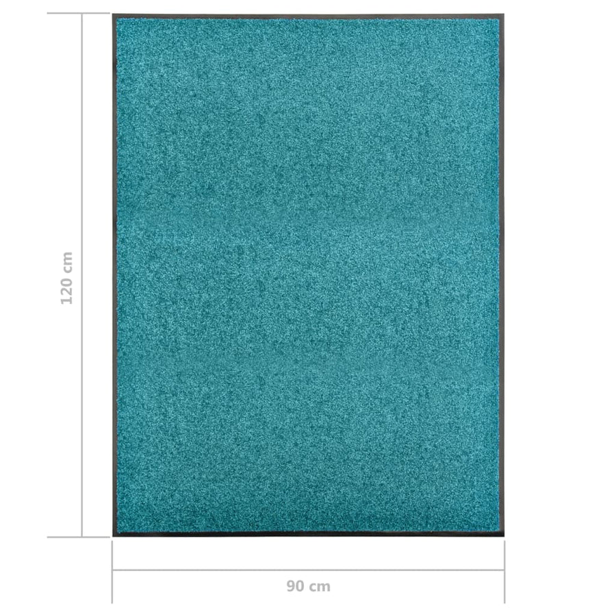 Deurmat Wasbaar 90 x 120 cm cyaan