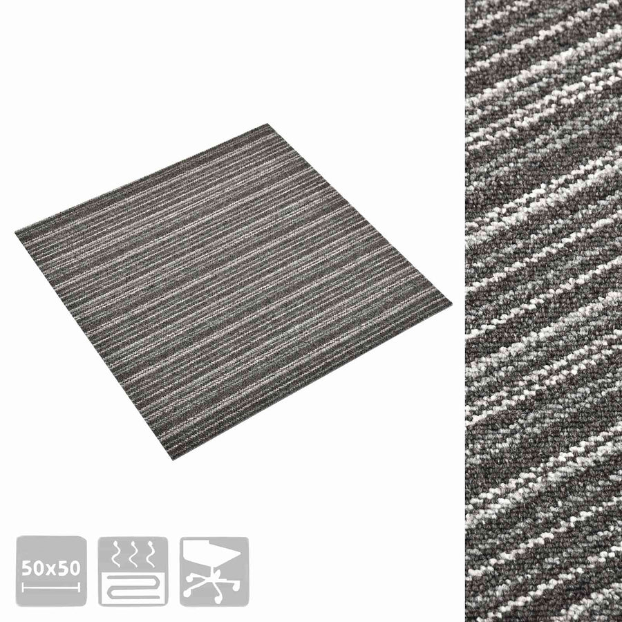Tapijt 20 pcs Gestreept Antraciet 50 x 50 cm 100% Polypropyleen