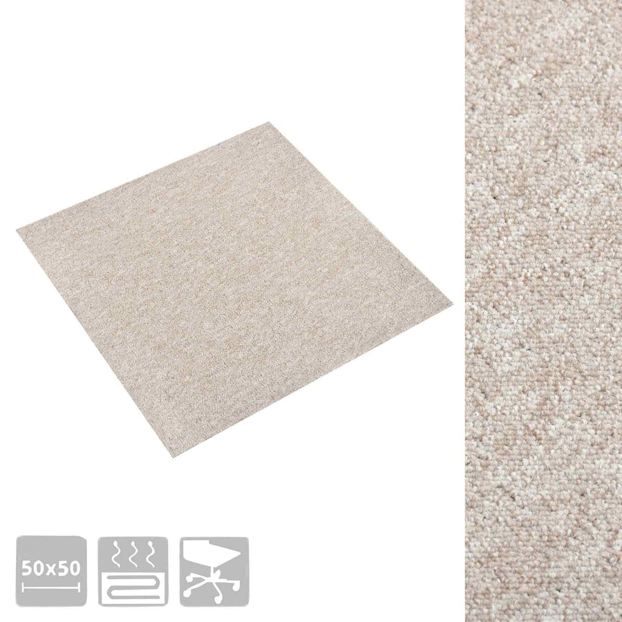 Tapijt 20 pcs Licht Beige 50 x 50 cm 100% Polypropyleen