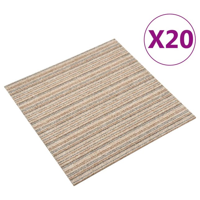 Tapijttegels 20 st 5 m² 50x50 cm gestreept beige striped beige