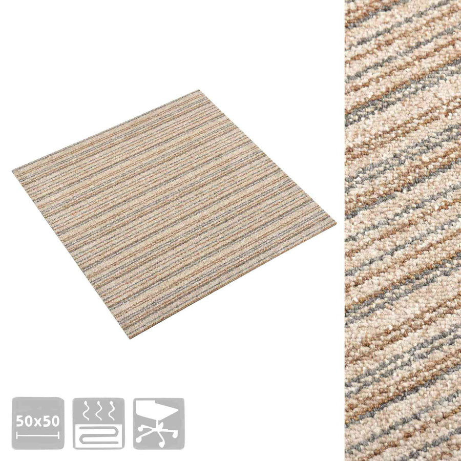 Tapijt 20 pcs Gestreept Beige 50 x 50 cm 100% Polypropyleen
