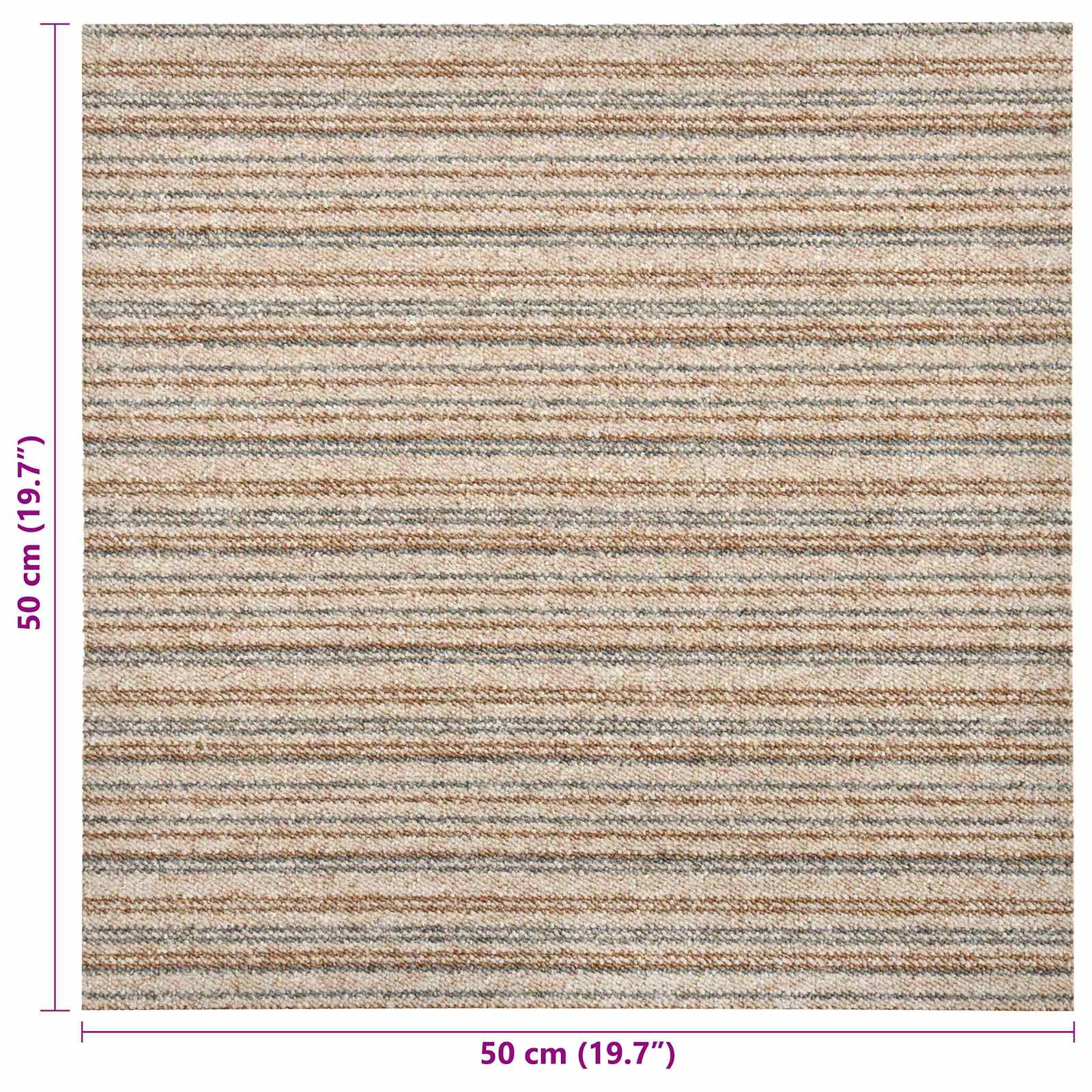 Tapijt 20 pcs Gestreept Beige 50 x 50 cm 100% Polypropyleen