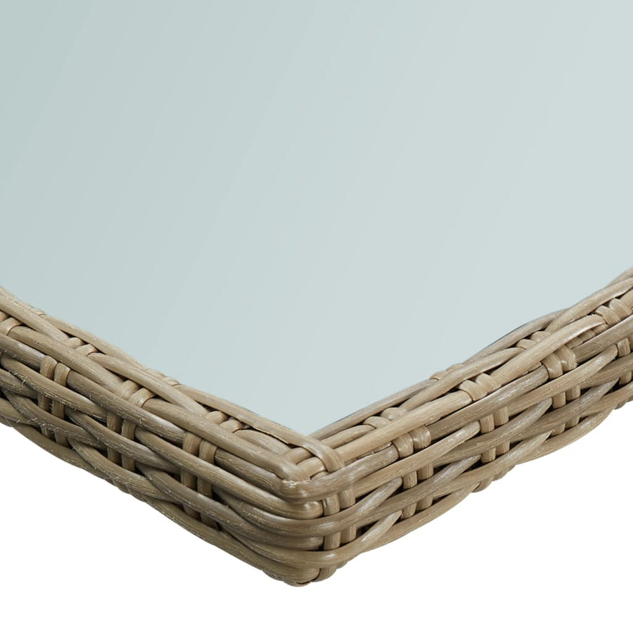 Tuintafel 200X00X74 Cm Glas En Poly Rattan Bruin brown and transparent