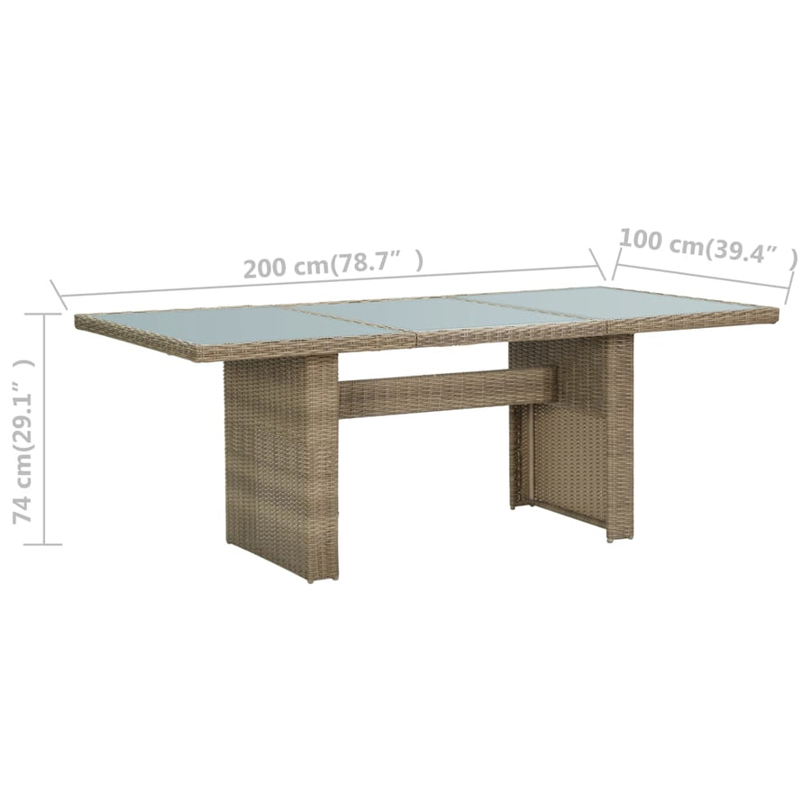 Tuintafel 200X00X74 Cm Glas En Poly Rattan Bruin brown and transparent