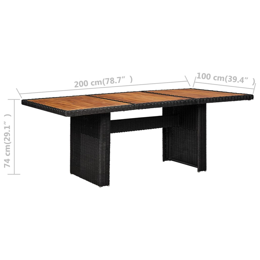 Tuintafel 200X100X74 Cm Poly Rattan Zwart en bruin