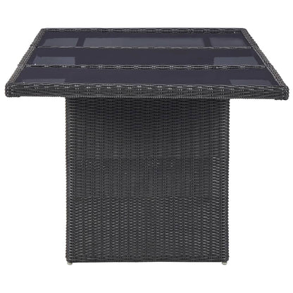 Tuintafel 200X00X74 Cm Glas En Poly Rattan Zwart