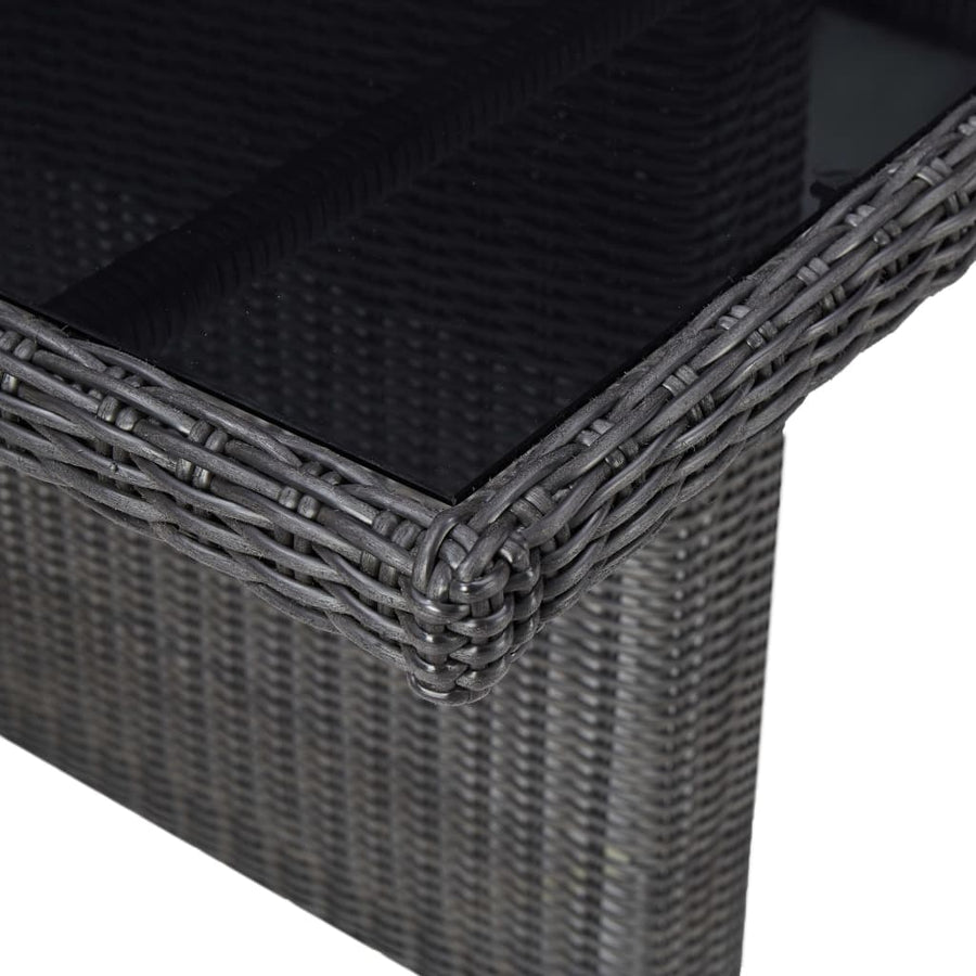 Tuintafel 200X00X74 Cm Glas En Poly Rattan Zwart