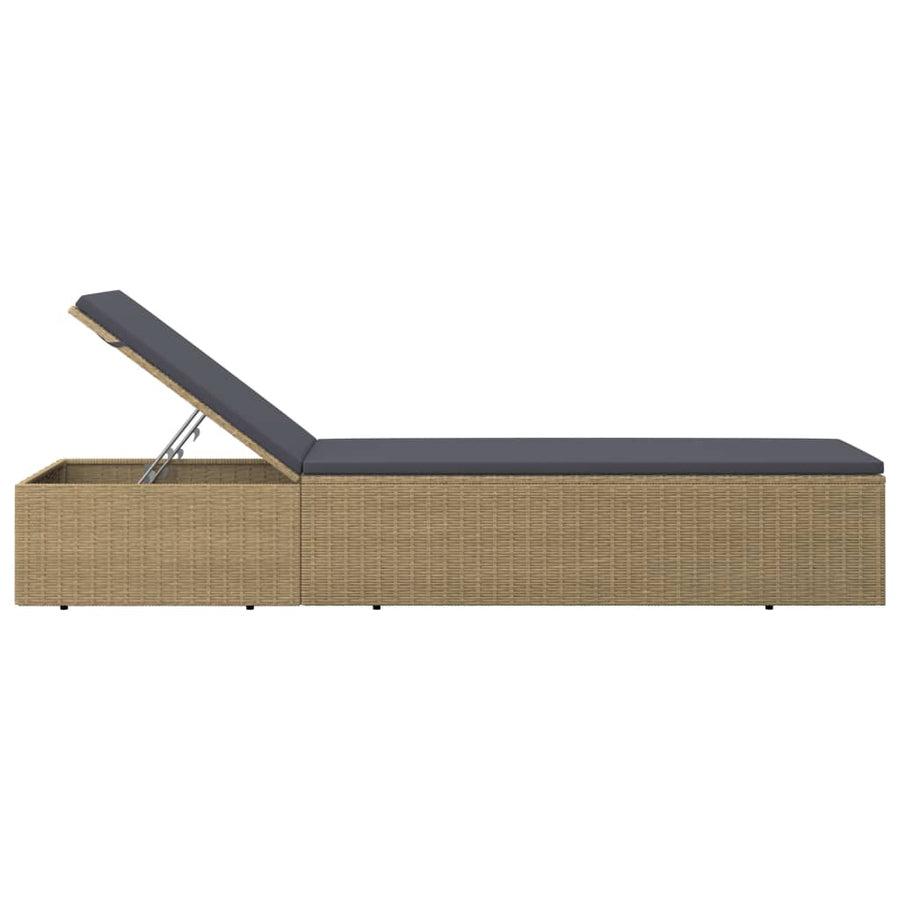 Ligbed Poly Rattan Bruin en donkergrijs