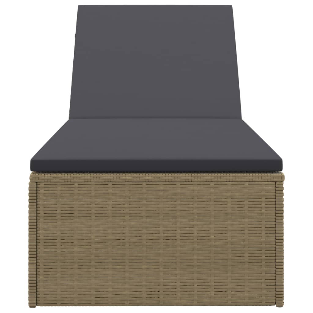 Ligbed Poly Rattan Bruin en donkergrijs
