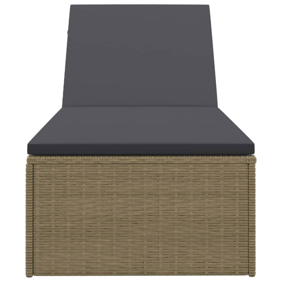 Ligbed Poly Rattan Bruin en donkergrijs