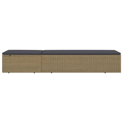 Ligbed Poly Rattan Bruin en donkergrijs