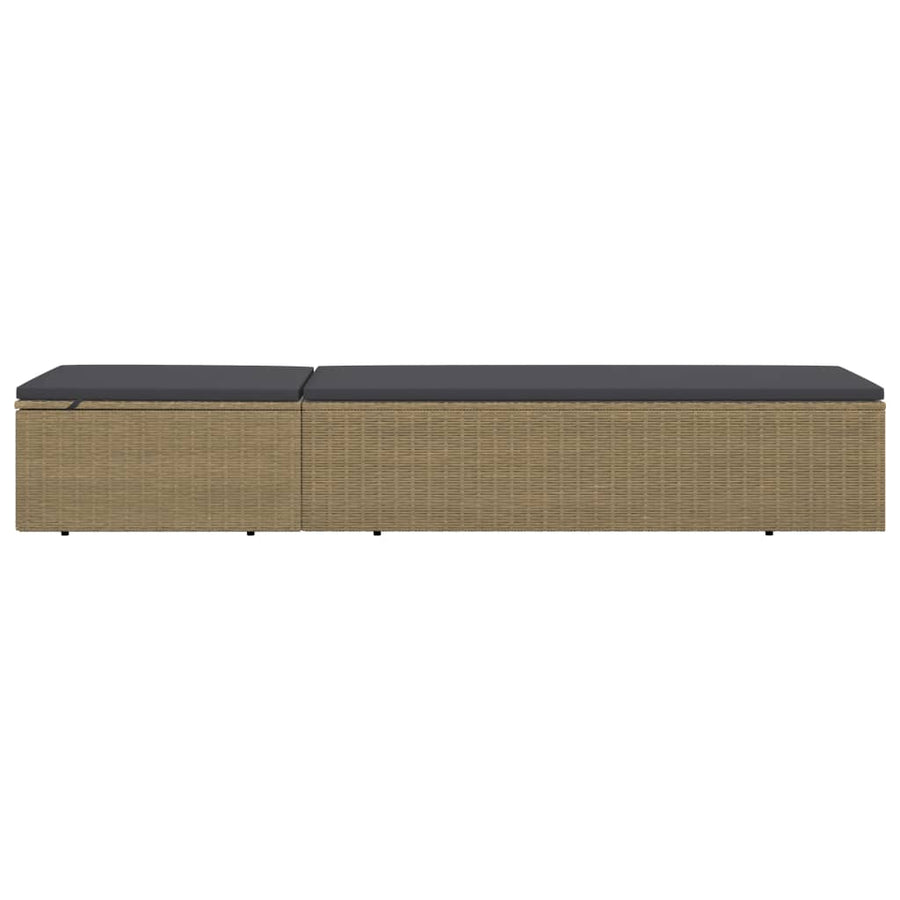 Ligbed Poly Rattan Bruin en donkergrijs