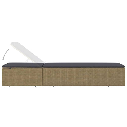 Ligbed Poly Rattan Bruin en donkergrijs