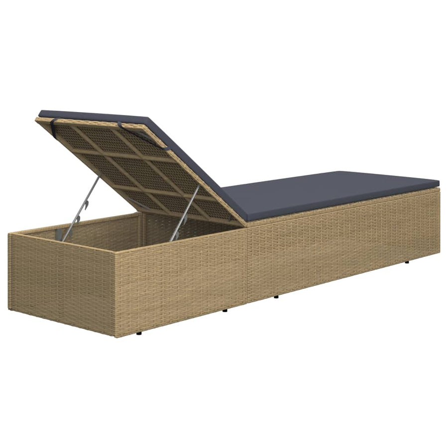 Ligbed Poly Rattan Bruin en donkergrijs