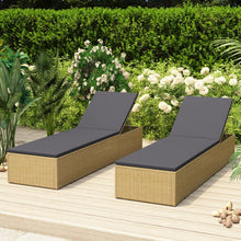Ligbed Poly Rattan Bruin en donkergrijs