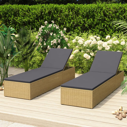 Ligbed Poly Rattan Bruin en donkergrijs