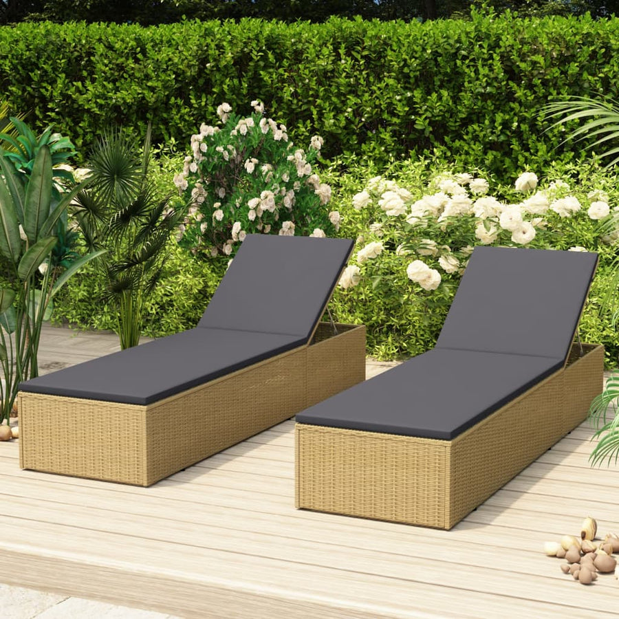 Ligbed Poly Rattan Bruin en donkergrijs