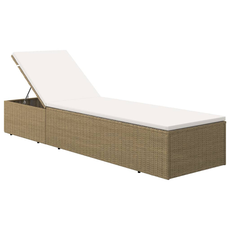 Ligbed Poly Rattan Wit Bruin en crème