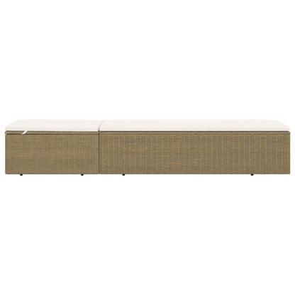 Ligbed Poly Rattan Wit Bruin en crème