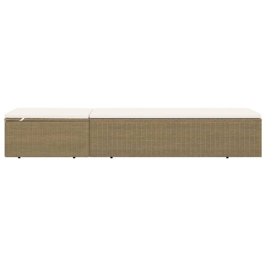 Ligbed Poly Rattan Wit Bruin en crème