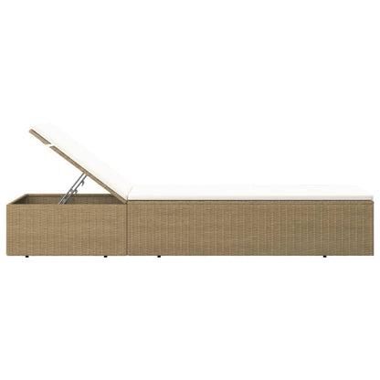 Ligbed Poly Rattan Wit Bruin en crème