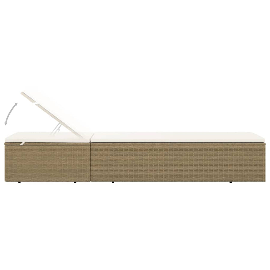 Ligbed Poly Rattan Wit Bruin en crème