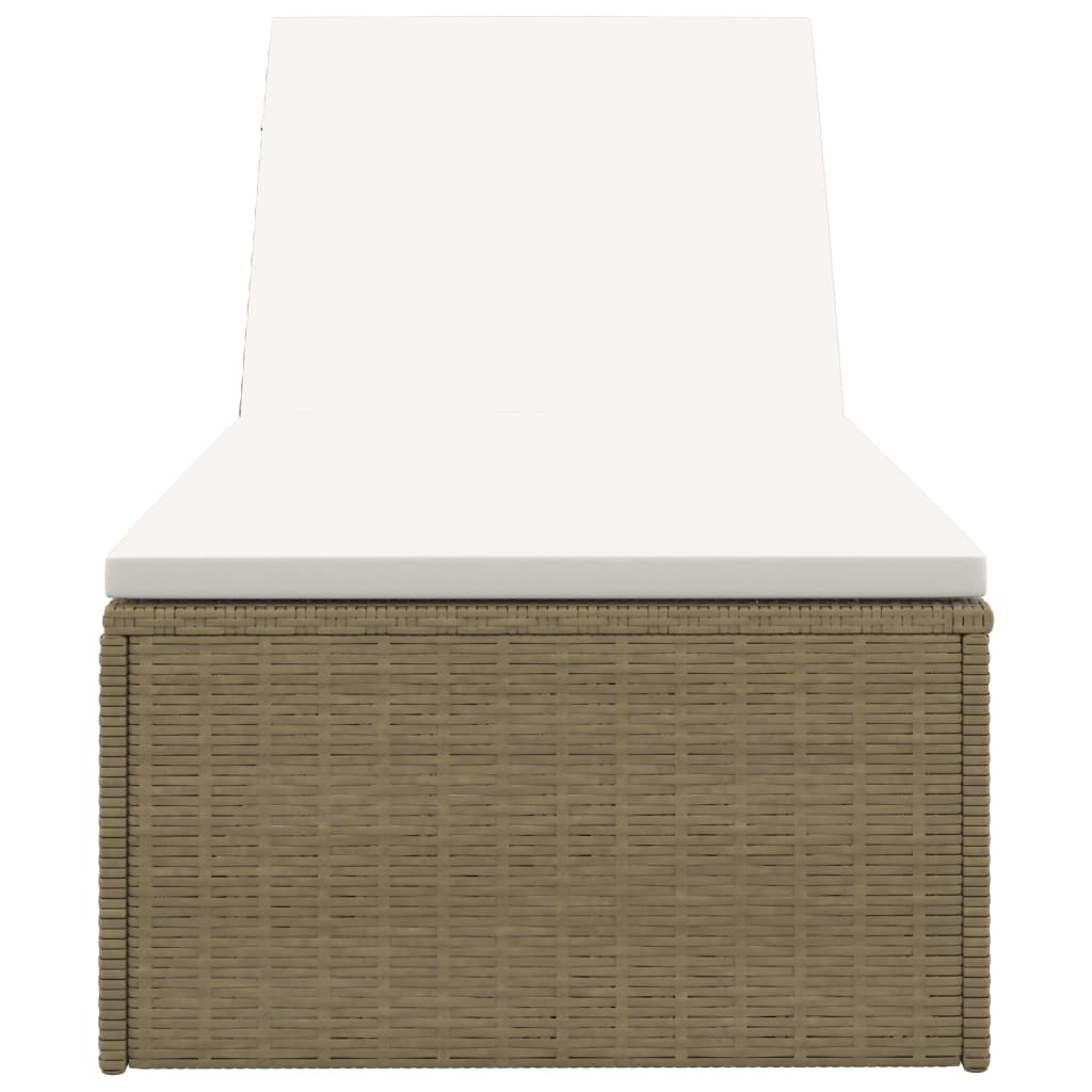 Ligbed Poly Rattan Wit Bruin en crème
