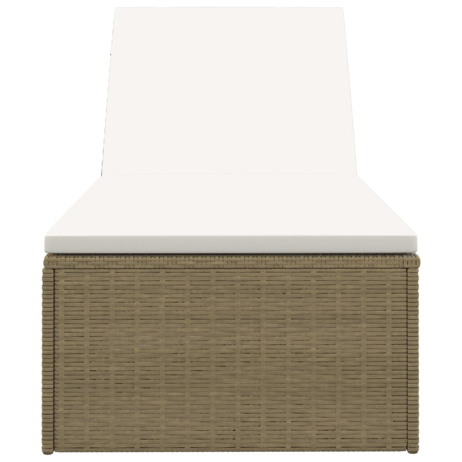 Ligbed Poly Rattan Wit Bruin en crème