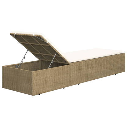 Ligbed Poly Rattan Wit Bruin en crème