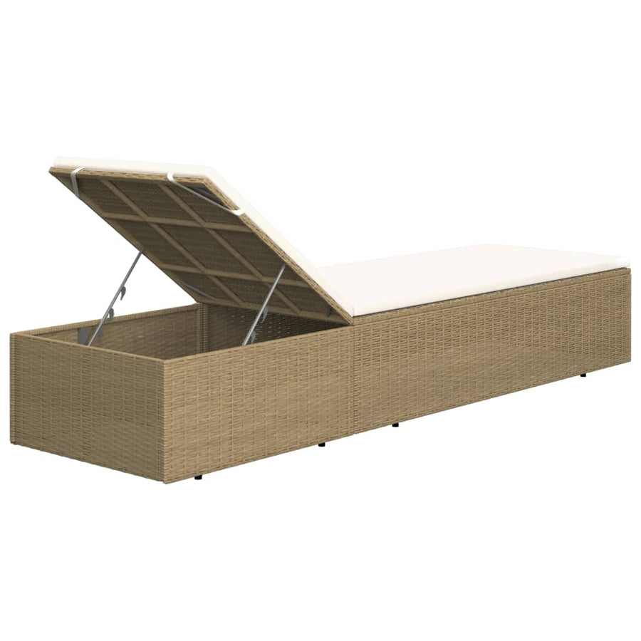 Ligbed Poly Rattan Wit Bruin en crème