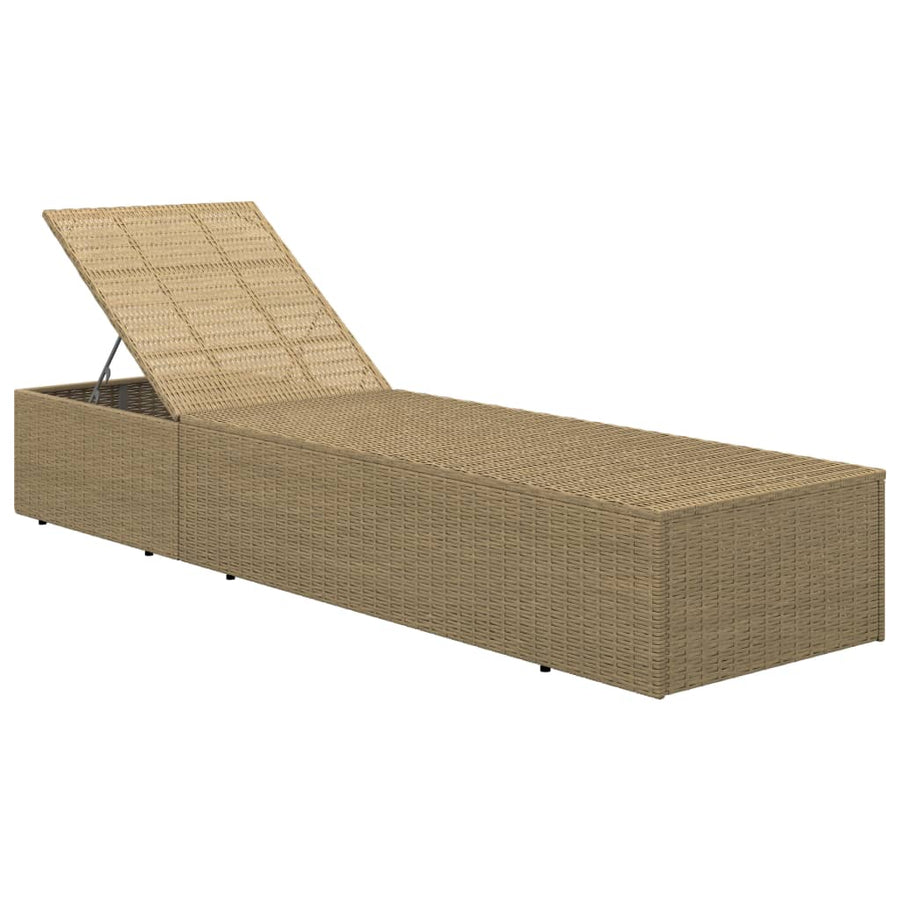 Ligbed Poly Rattan Wit Bruin en crème