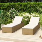 Sun Lounger Poly Rattan White Brown and Cream