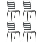 Garden chairs 4 pcs slatted design steel dark grey