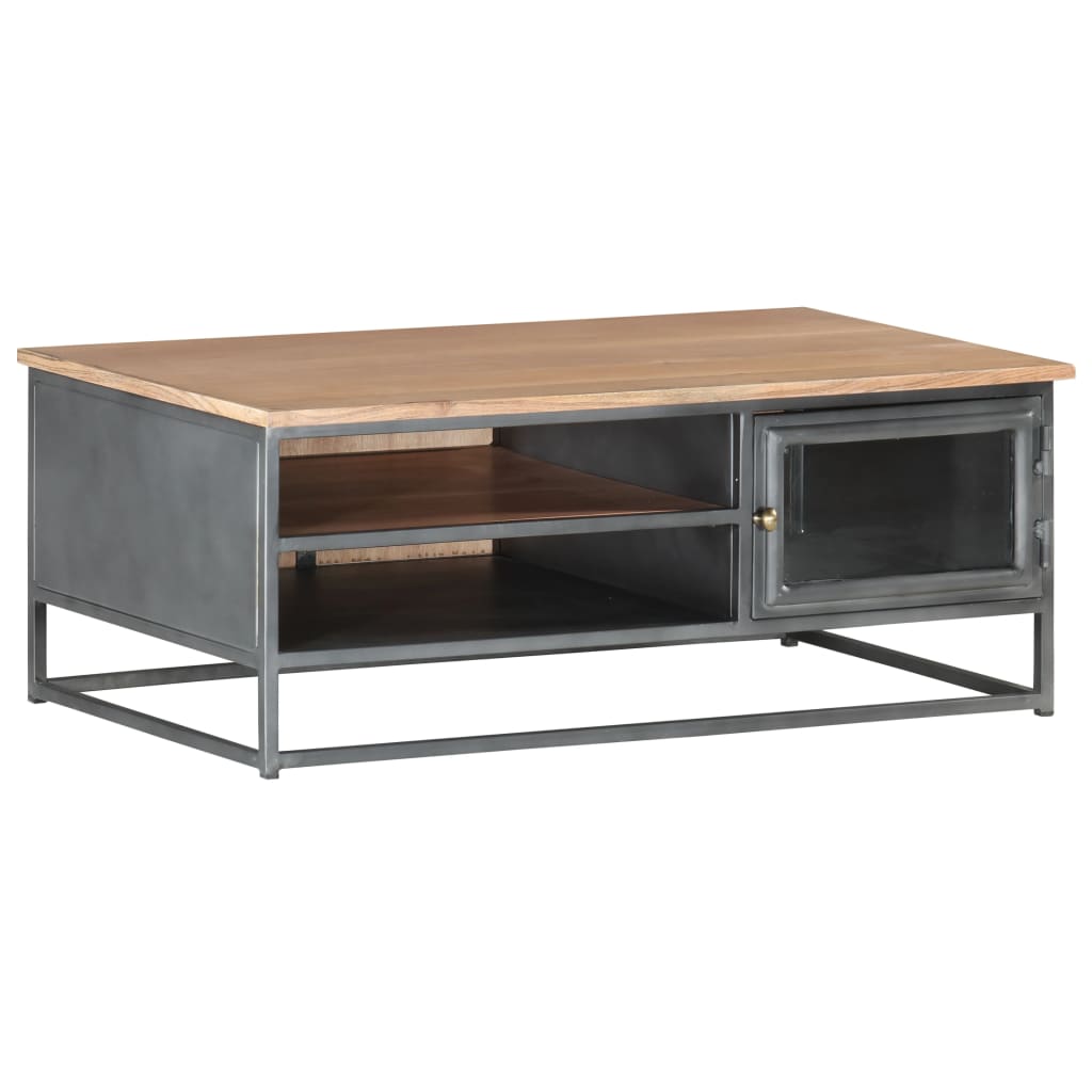 Salontafel 90X50X35 Cm Massief Acaciahout Grijs