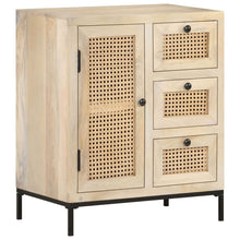 Dressoir 60X35X70 Cm Massief Mangohout En Natuurlijk Riet Mozaïek