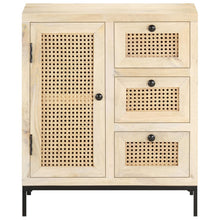 Dressoir 60X35X70 Cm Massief Mangohout En Natuurlijk Riet Mozaïek