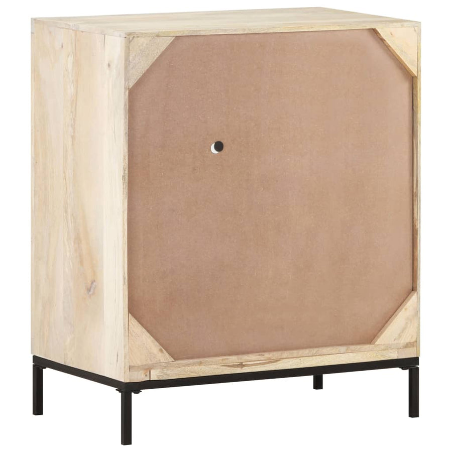 Dressoir 60X35X70 Cm Massief Mangohout En Natuurlijk Riet Mozaïek