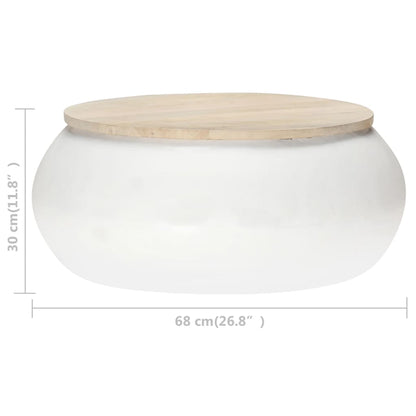 Salontafel 68x68x30 cm massief mangohout wit