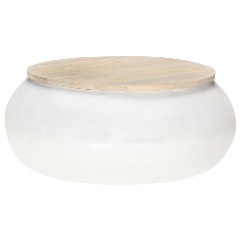 Salontafel 68x68x30 cm massief mangohout wit