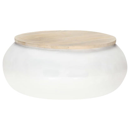 Salontafel 68x68x30 cm massief mangohout wit