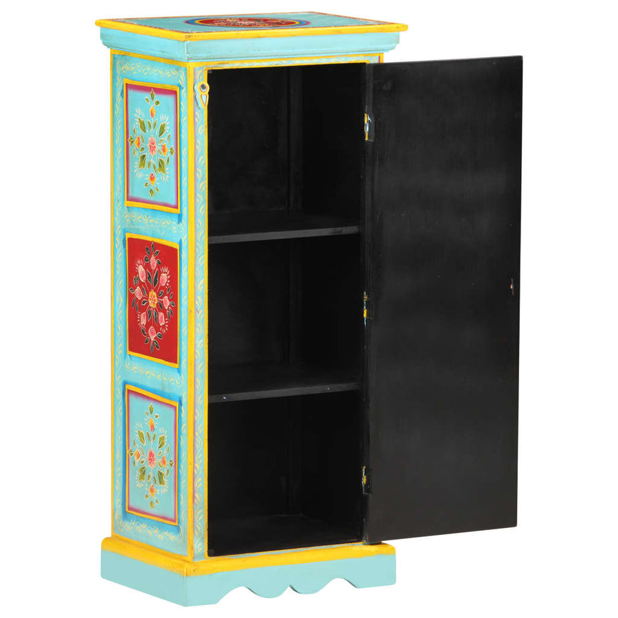 Hoge Kast Handgeschilderd 40X30X90 Cm Massief Mangohout