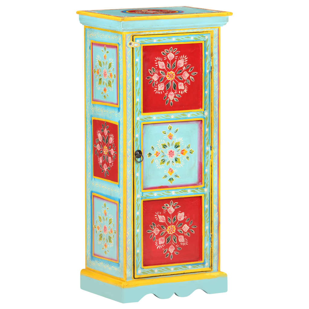 Hoge Kast Handgeschilderd 40X30X90 Cm Massief Mangohout
