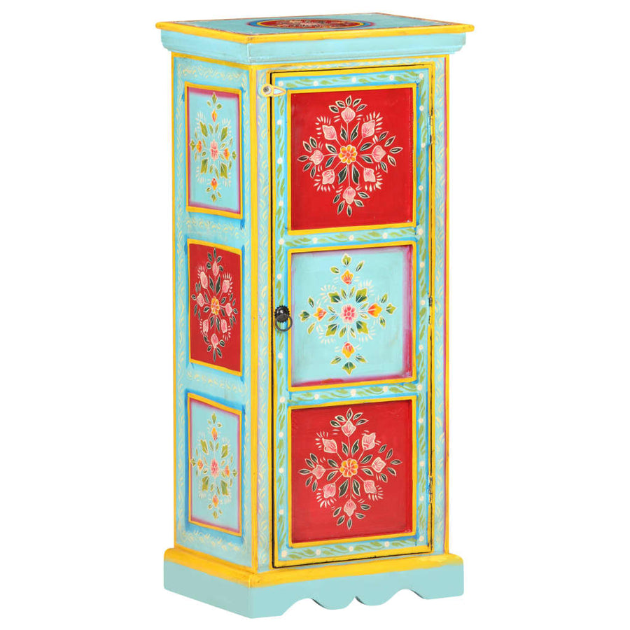 Hoge Kast Handgeschilderd 40X30X90 Cm Massief Mangohout