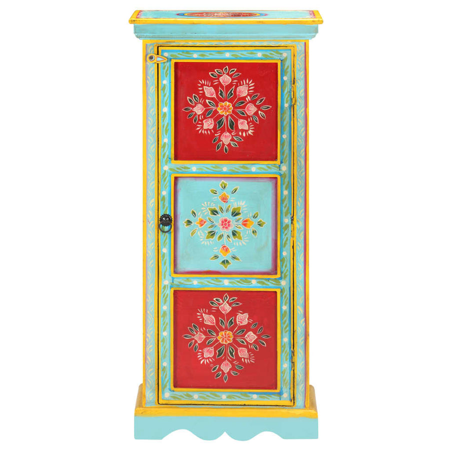 Hoge Kast Handgeschilderd 40X30X90 Cm Massief Mangohout
